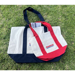 Costco Wholesale Canvas Tote Bag 
2 Large Mini Reusable Shopping Limited Japan